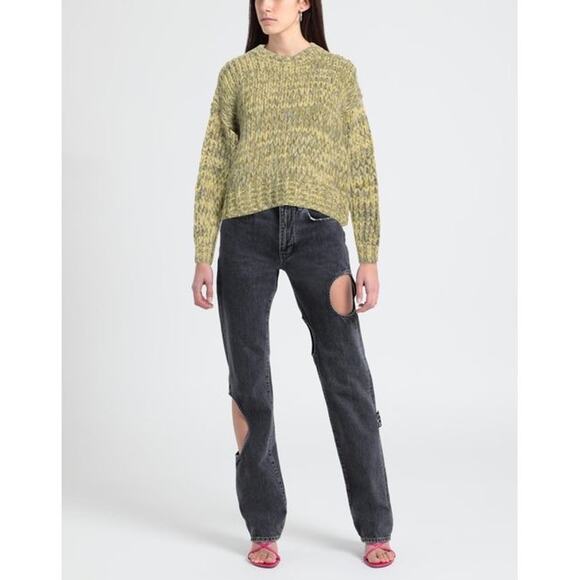 Frame Marl Alpaca Blend Lime Green Cropped Sweater Small - Picture 2 of 5